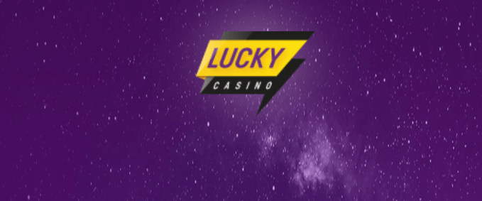 Lucky Casino logga med lila bakgrund